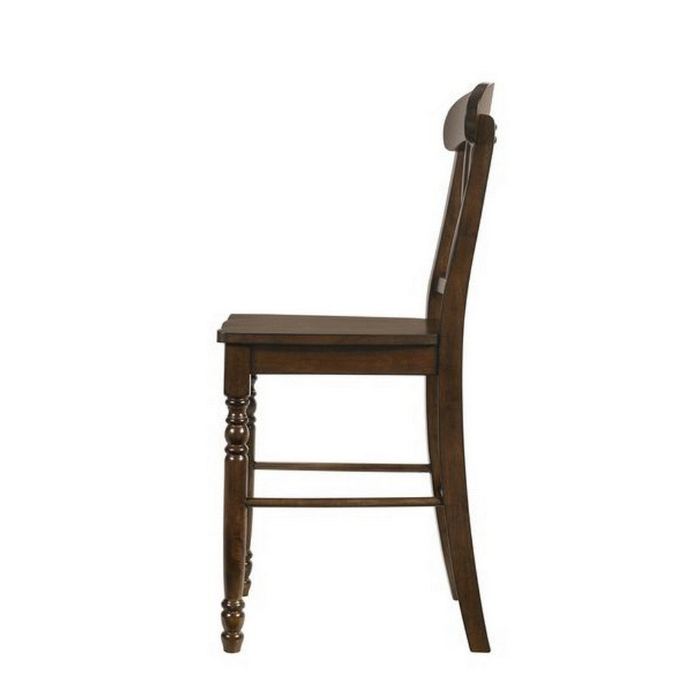 Benjara Counter Height Chair with Overlapping X Back, Set of 2, Brown