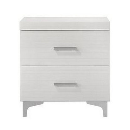 Benjara Nightstand with 2 Drawers And Bar Handle, White