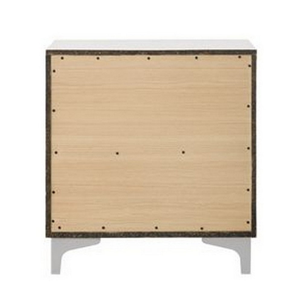 Benjara Nightstand with 2 Drawers And Bar Handle, White
