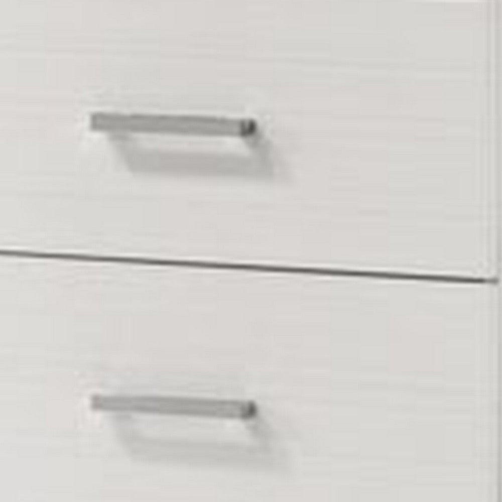 Benjara Nightstand with 2 Drawers And Bar Handle, White