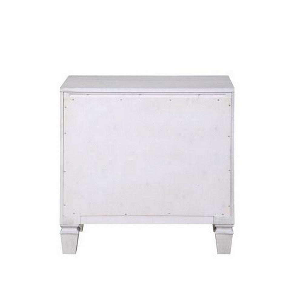Benjara Nightstand with 2 Drawers And Diamond Handle, Gray