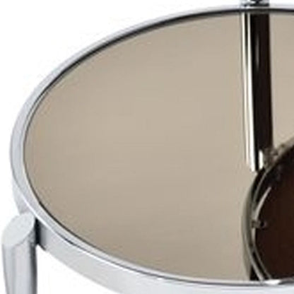 Benjara Twin Top Coffee Table with Tubular Rounded Legs, Silver