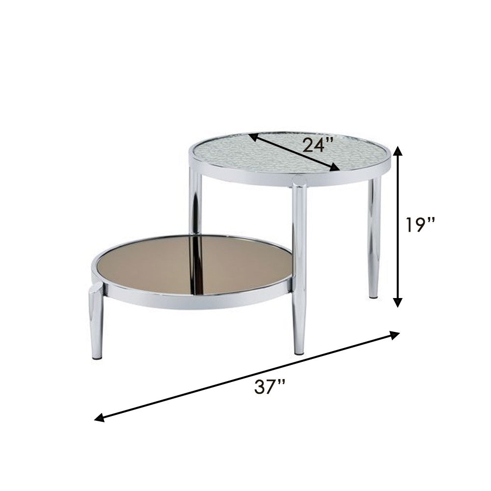 Benjara Twin Top Coffee Table with Tubular Rounded Legs, Silver