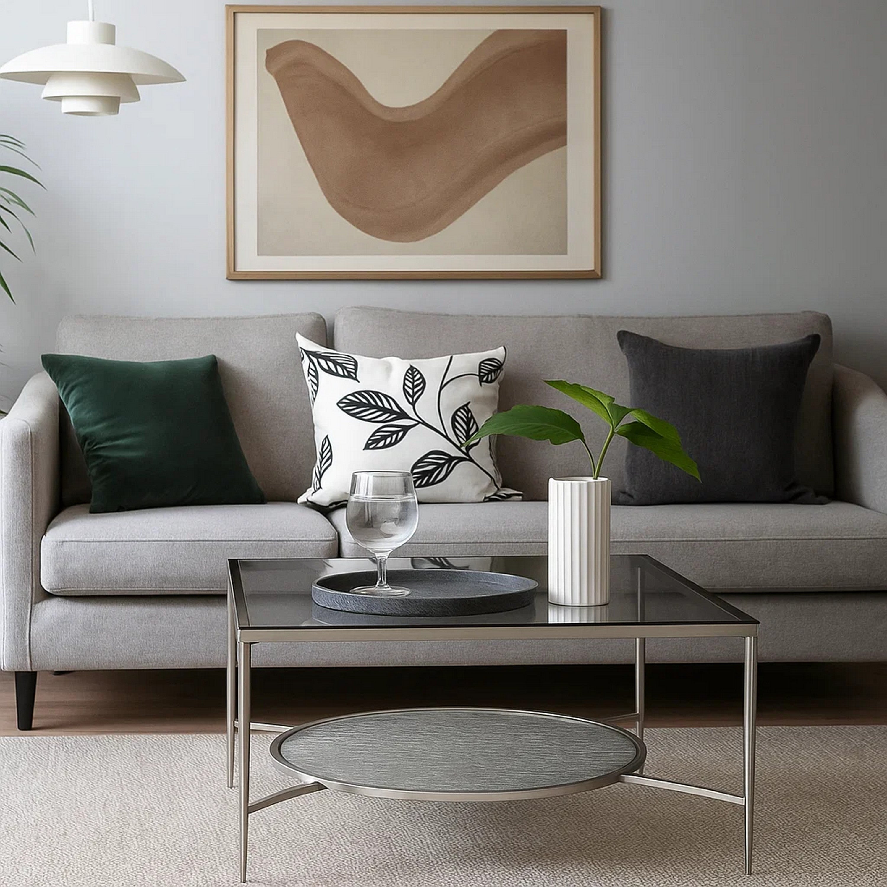 Benjara Coffee Table with Textured Round Shelf, Silver