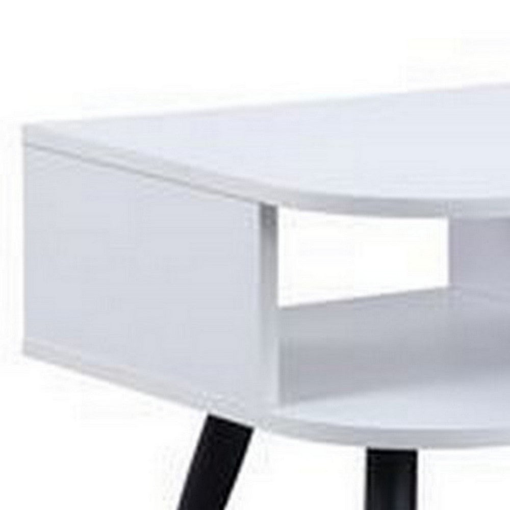 Benjara Coffee Table with Melamine Paper Veneer Top And 1 Drawer, White