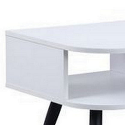 Benjara Coffee Table with Melamine Paper Veneer Top And 1 Drawer, White