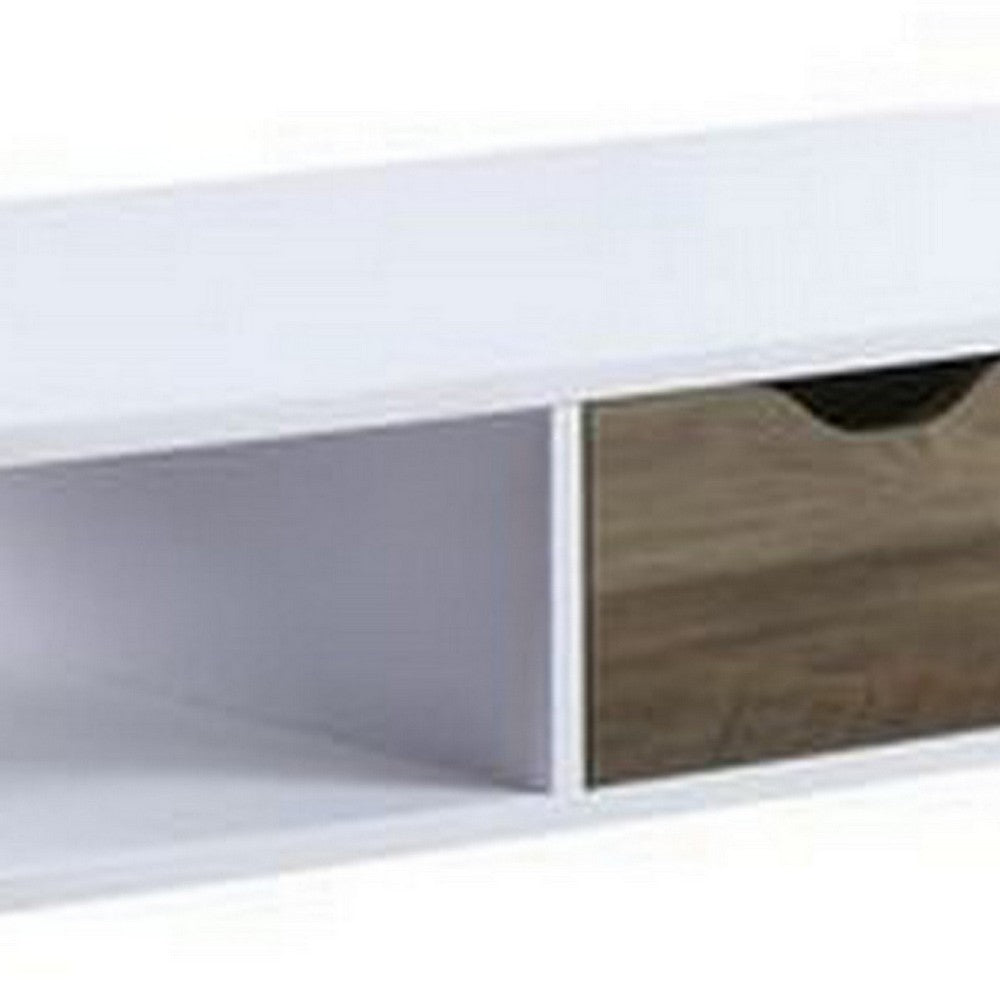 Benjara Coffee Table with Melamine Paper Veneer Top And 1 Drawer, White
