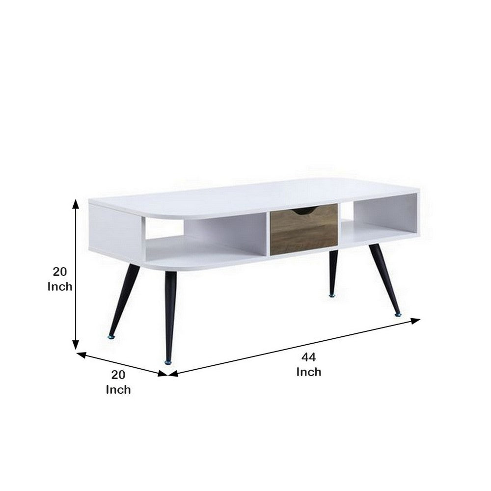 Benjara Coffee Table with Melamine Paper Veneer Top And 1 Drawer, White