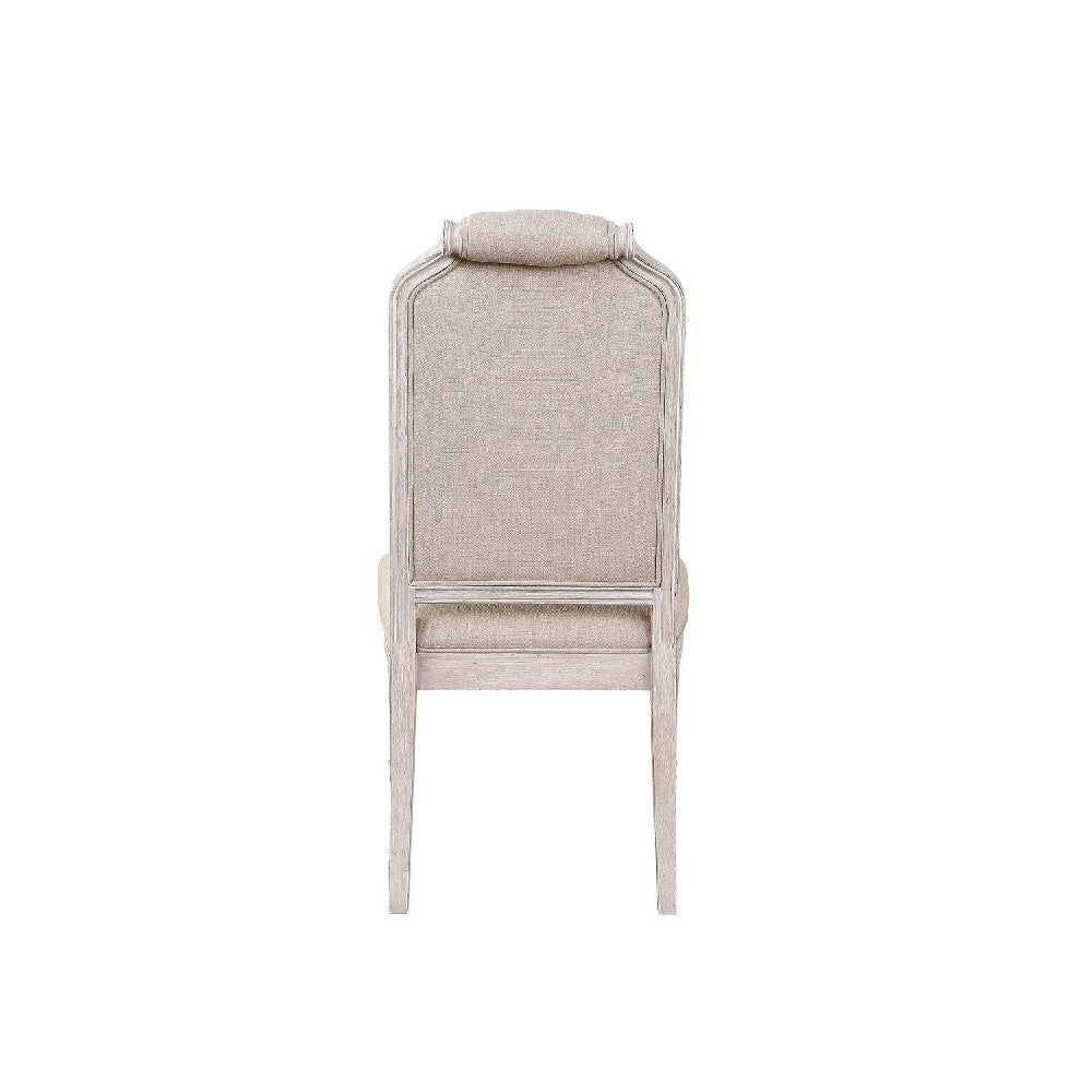 Benjara Side Chair with Tapered Legs And Button Tufted Back, Set of 2, Beige