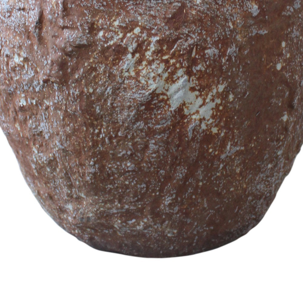Benjara Hand Made Round Bowl Like Rocky Sandstone Planter, Brown, Set of 3