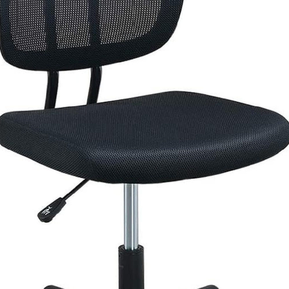 Benjara Office Chair with Curved Mesh Back And Adjustable Height, Black