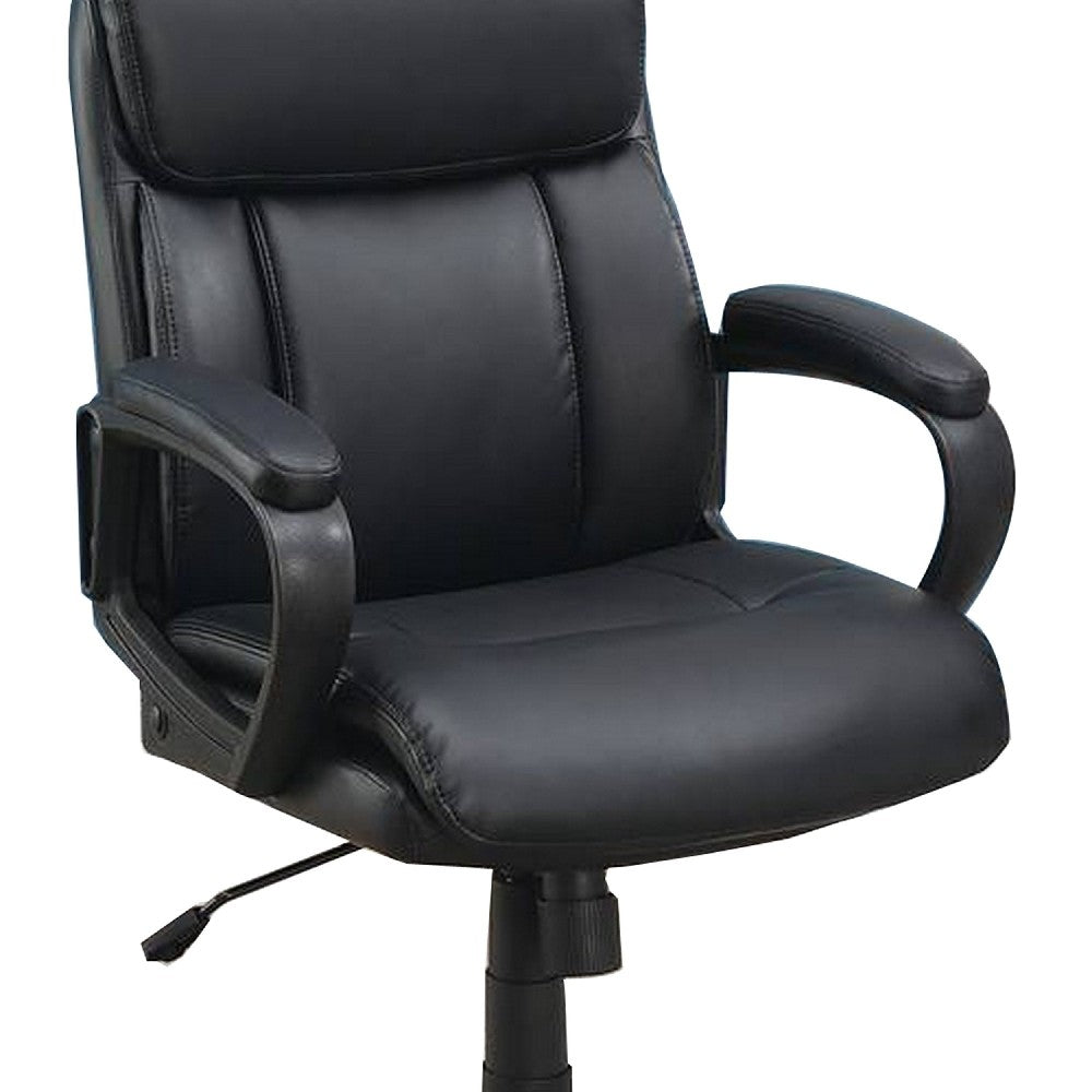 Benjara Office Chair with Top Padded Back And Casters, Black