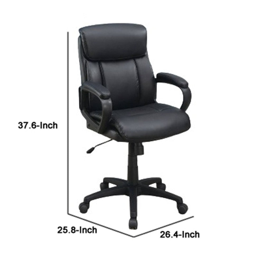 Benjara Office Chair with Top Padded Back And Casters, Black