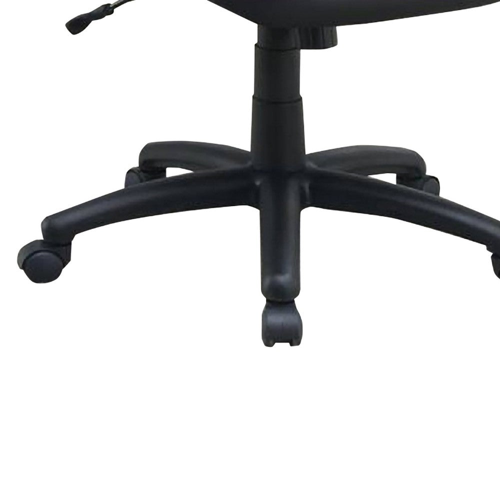 Benjara Office Chair with Curved Cut Out Padded Back, Black And Red