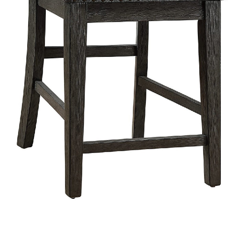 Benjara Chair with High X Shaped Back And Nailhead Trim, Set of 2, Brown