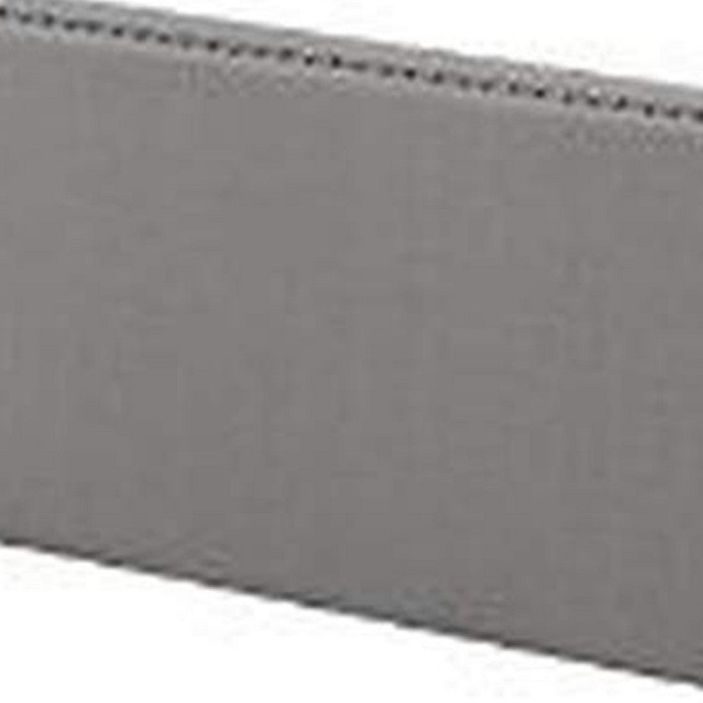 Benjara Queen Size Bed with Fabric Upholstery And Nailhead Accent, Gray