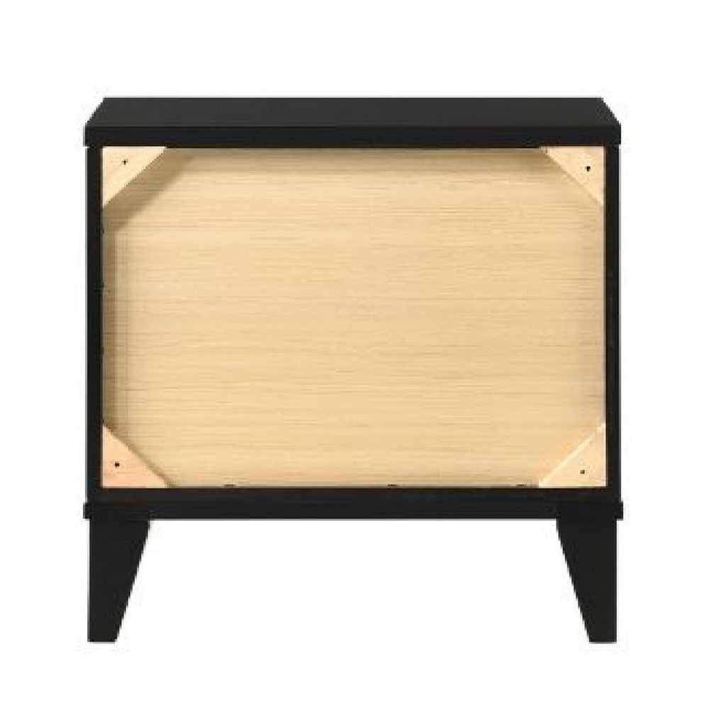 Benjara Nightstand with 2 Drawers And Metal Trim, Black