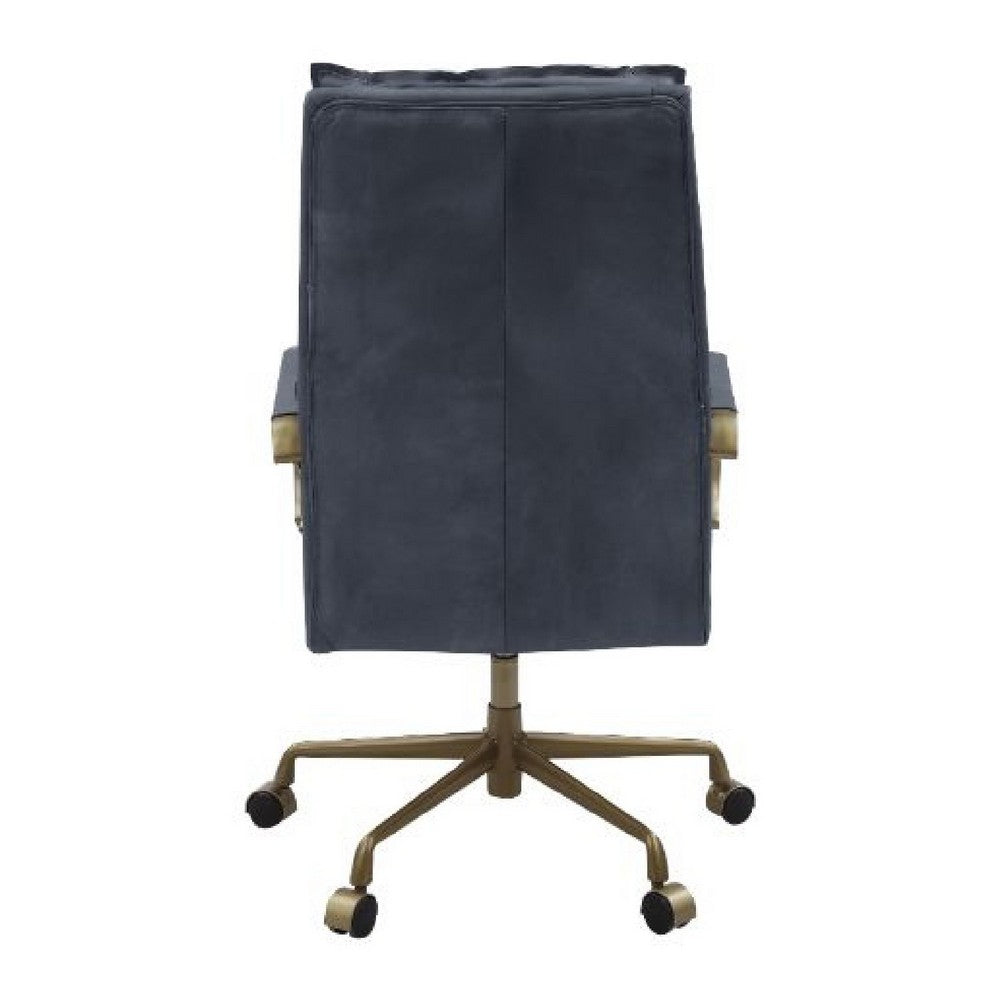 Benjara Office Chair with Leatherette Seat And Tufted Details, Gray
