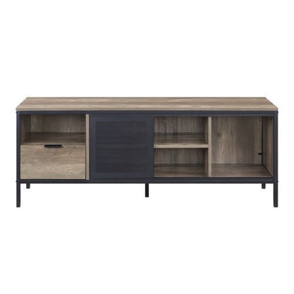 Benjara TV Stand with 1 Drawer And Open Compartments, Brown And Black