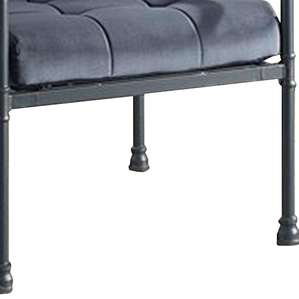 Benjara Accent Chair with Tufted Velvet Seat And Metal Frame, Gray