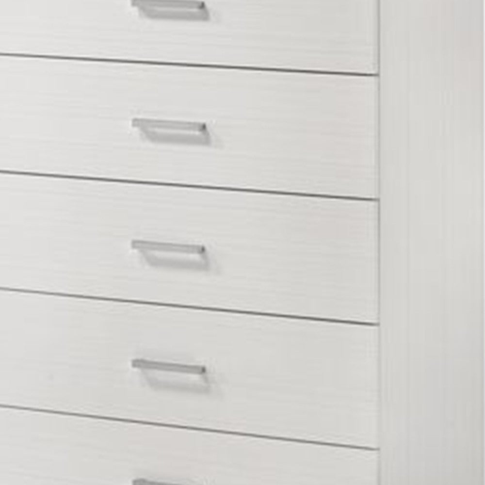 Benjara Chest with 5 Drawers And Wooden Frame, White