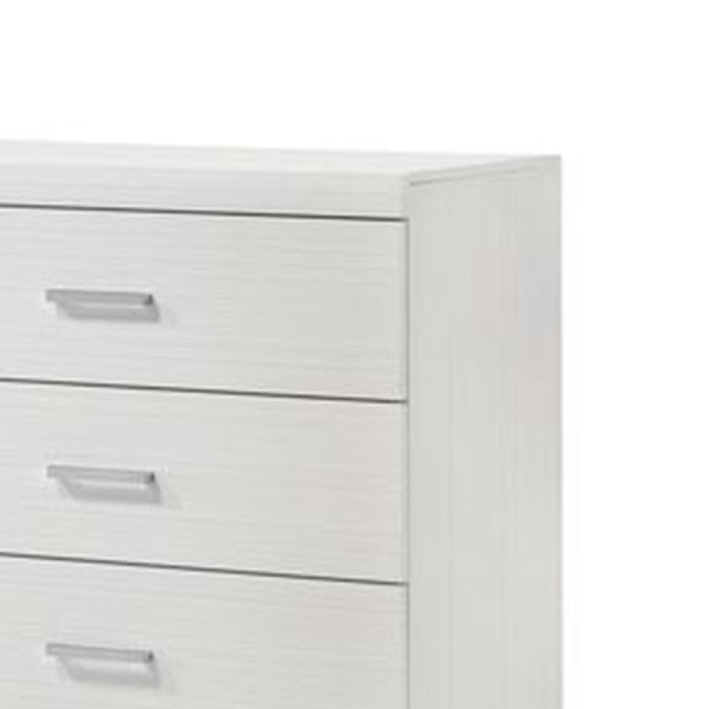 Benjara Chest with 5 Drawers And Wooden Frame, White