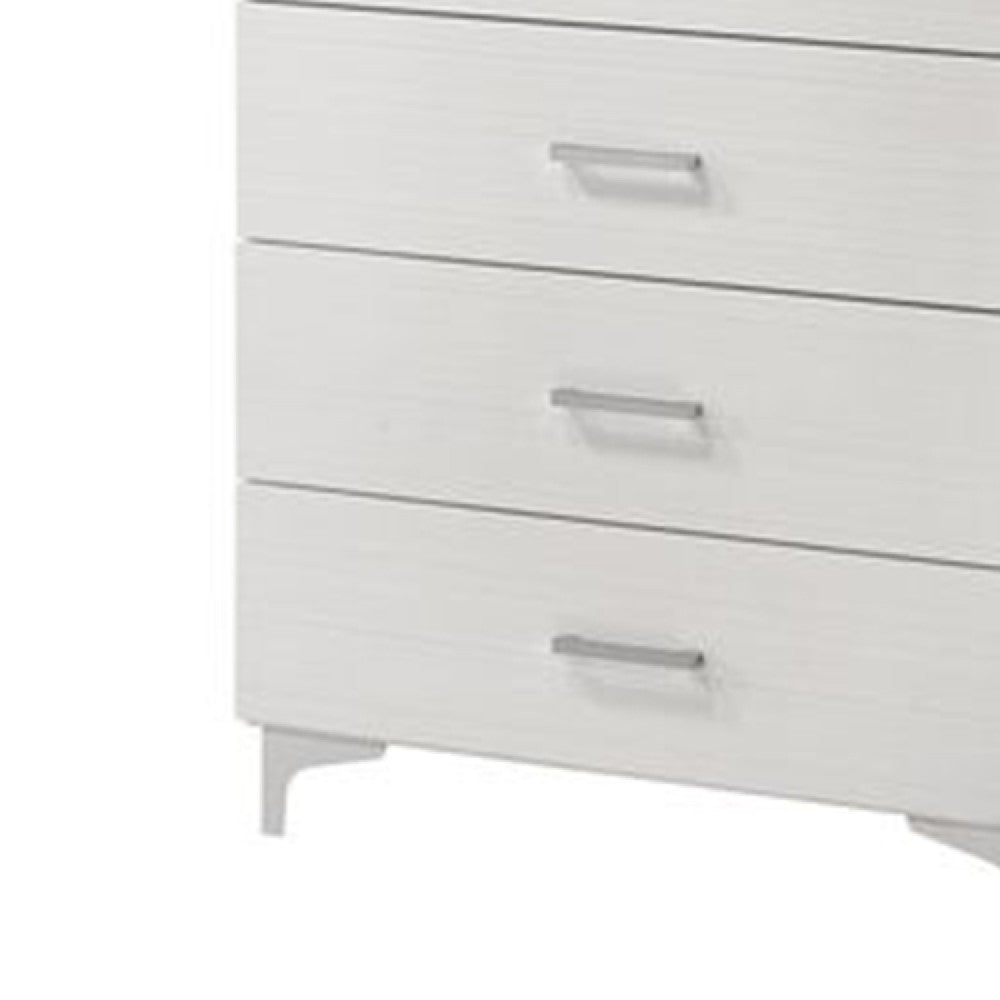 Benjara Chest with 5 Drawers And Wooden Frame, White