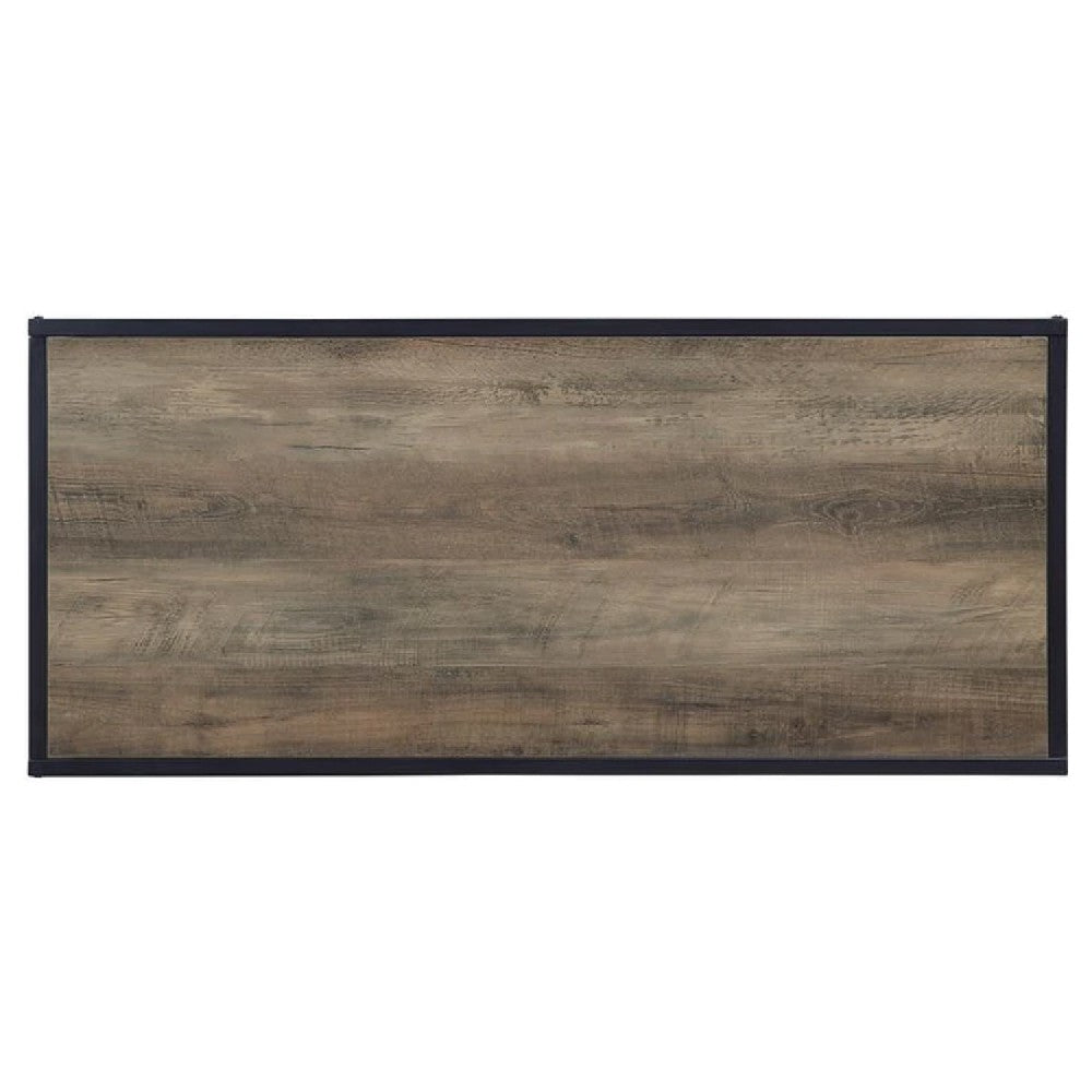 Benjara Coffee Table with 1 Open Shelf And Tubular Frame, Oak Brown