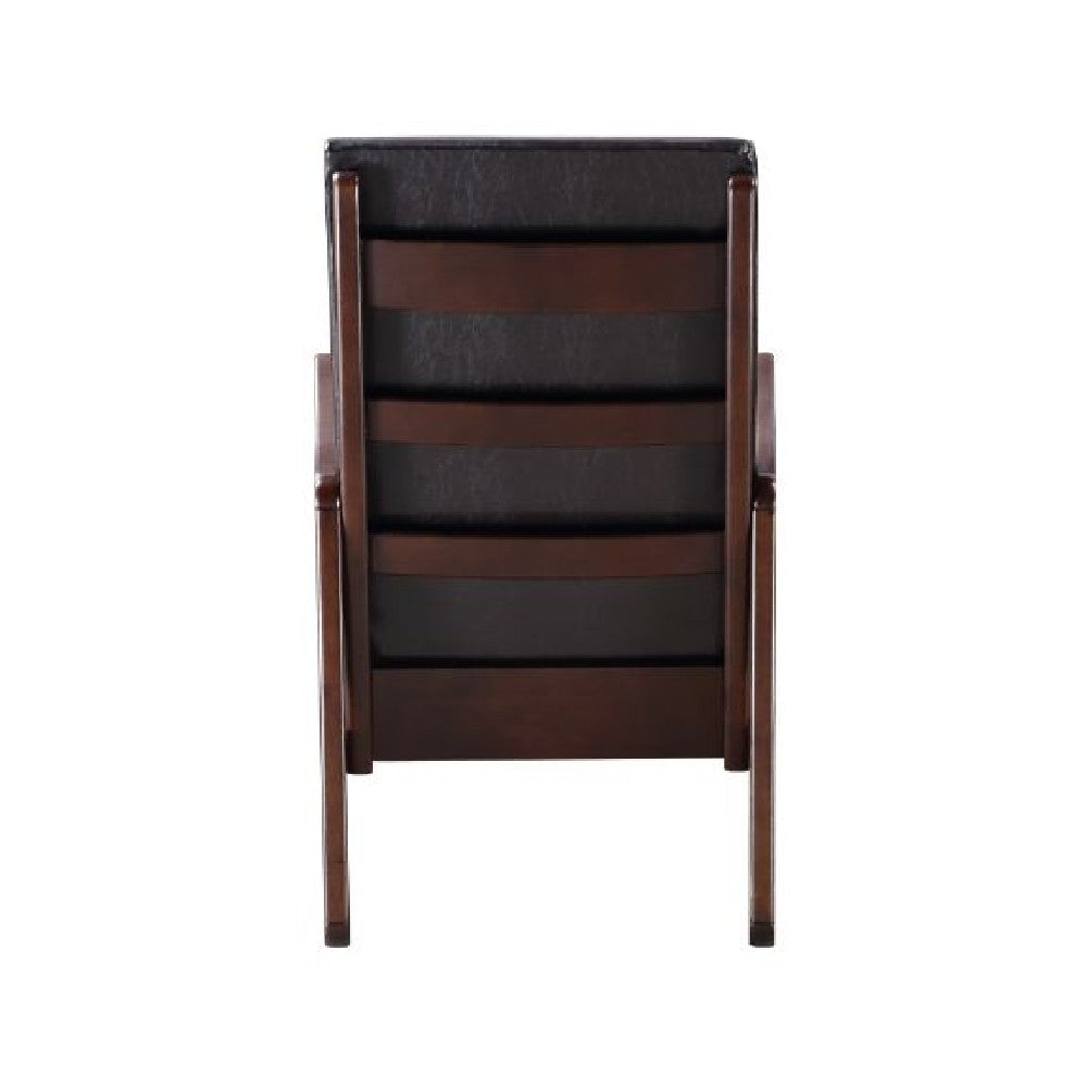Benjara Rocking Chair with Leatherette Seating And Wooden Frame, Black