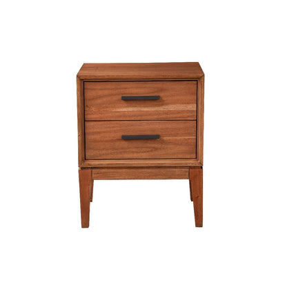 Benjara Nightstand with 2 Drawers And Wooden Frame, Brown