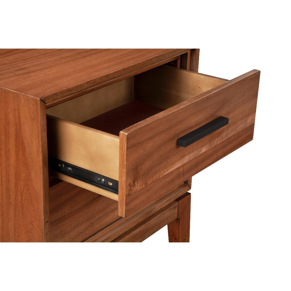 Benjara Nightstand with 2 Drawers And Wooden Frame, Brown