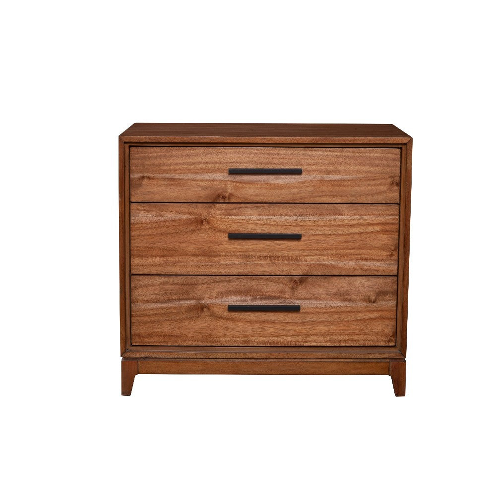 Benjara Chest with 3 Drawers And Wooden Frame, Brown