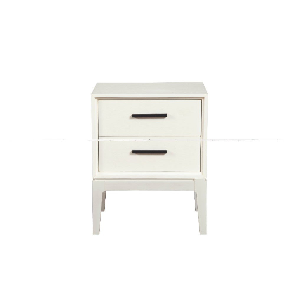 Benjara Nightstand with 2 Drawers And Wooden Frame, Off White