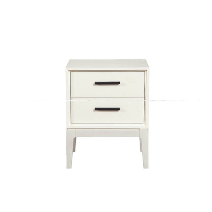 Benjara Nightstand with 2 Drawers And Wooden Frame, Off White