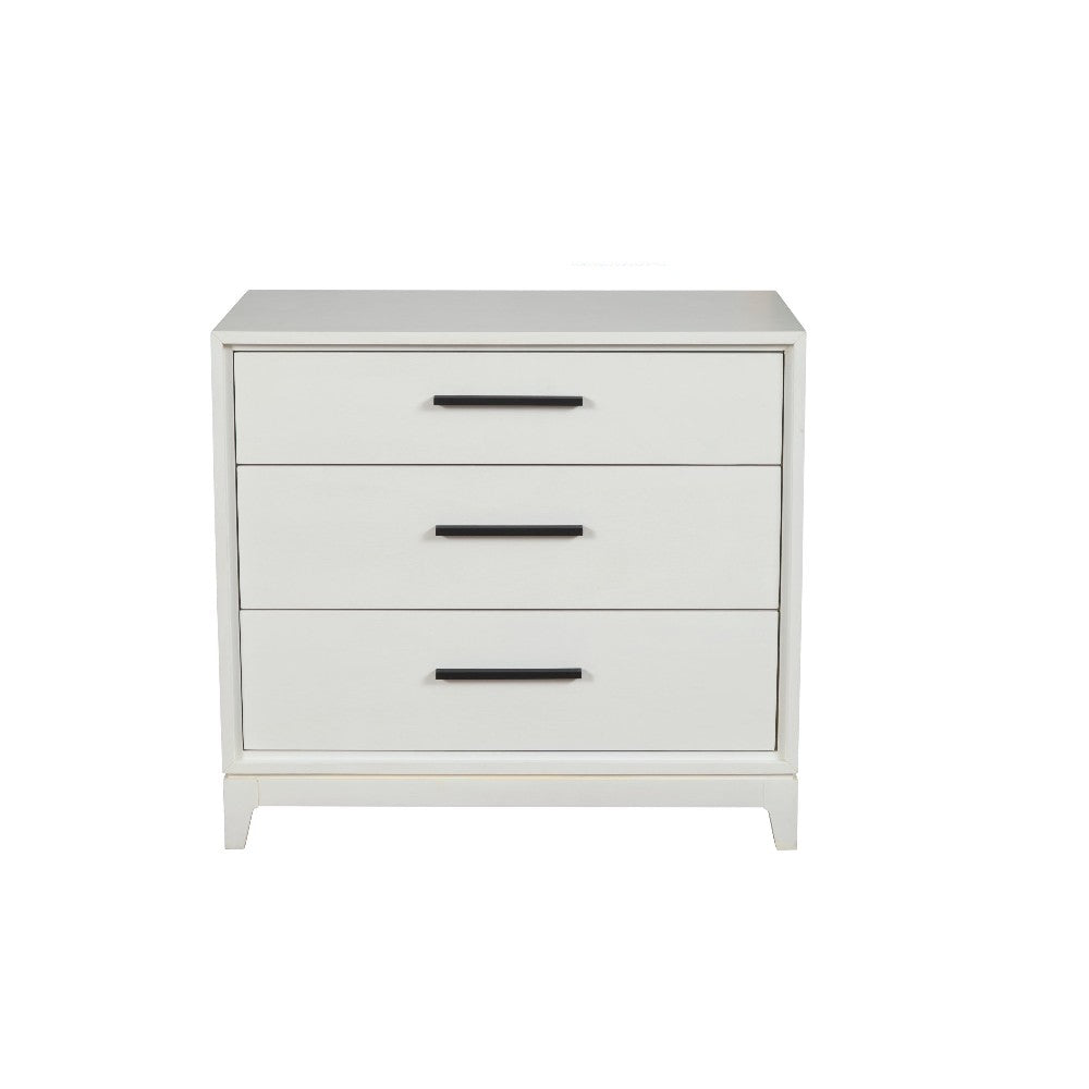 Benjara Chest with 3 Drawers And Wooden Frame, Off White