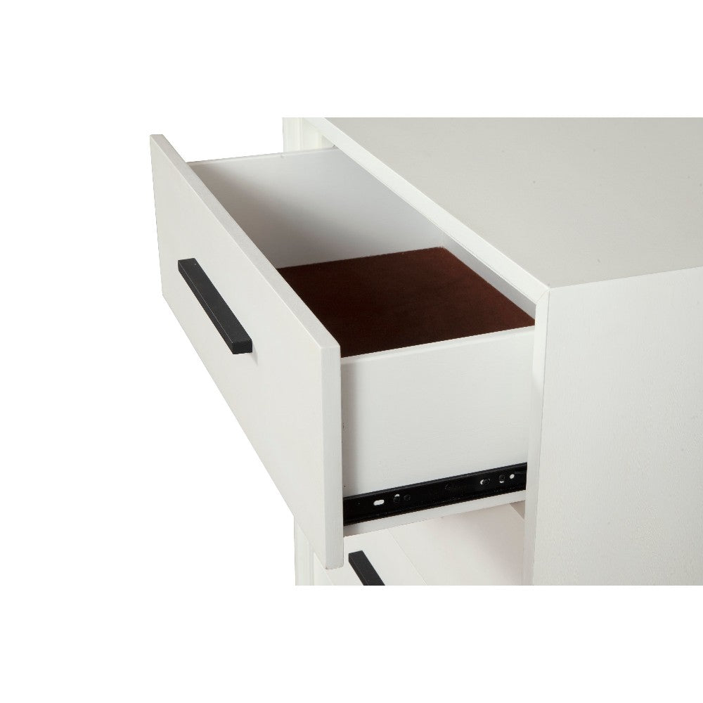Benjara Chest with 3 Drawers And Wooden Frame, Off White