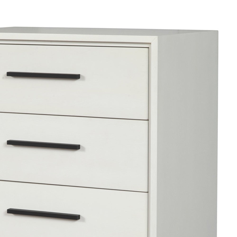 Benjara Chest with 5 Drawers And Wooden Frame, Off White