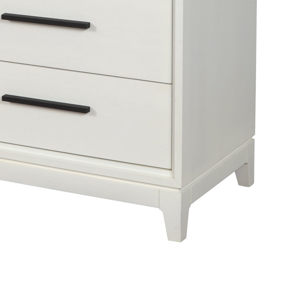 Benjara Chest with 5 Drawers And Wooden Frame, Off White