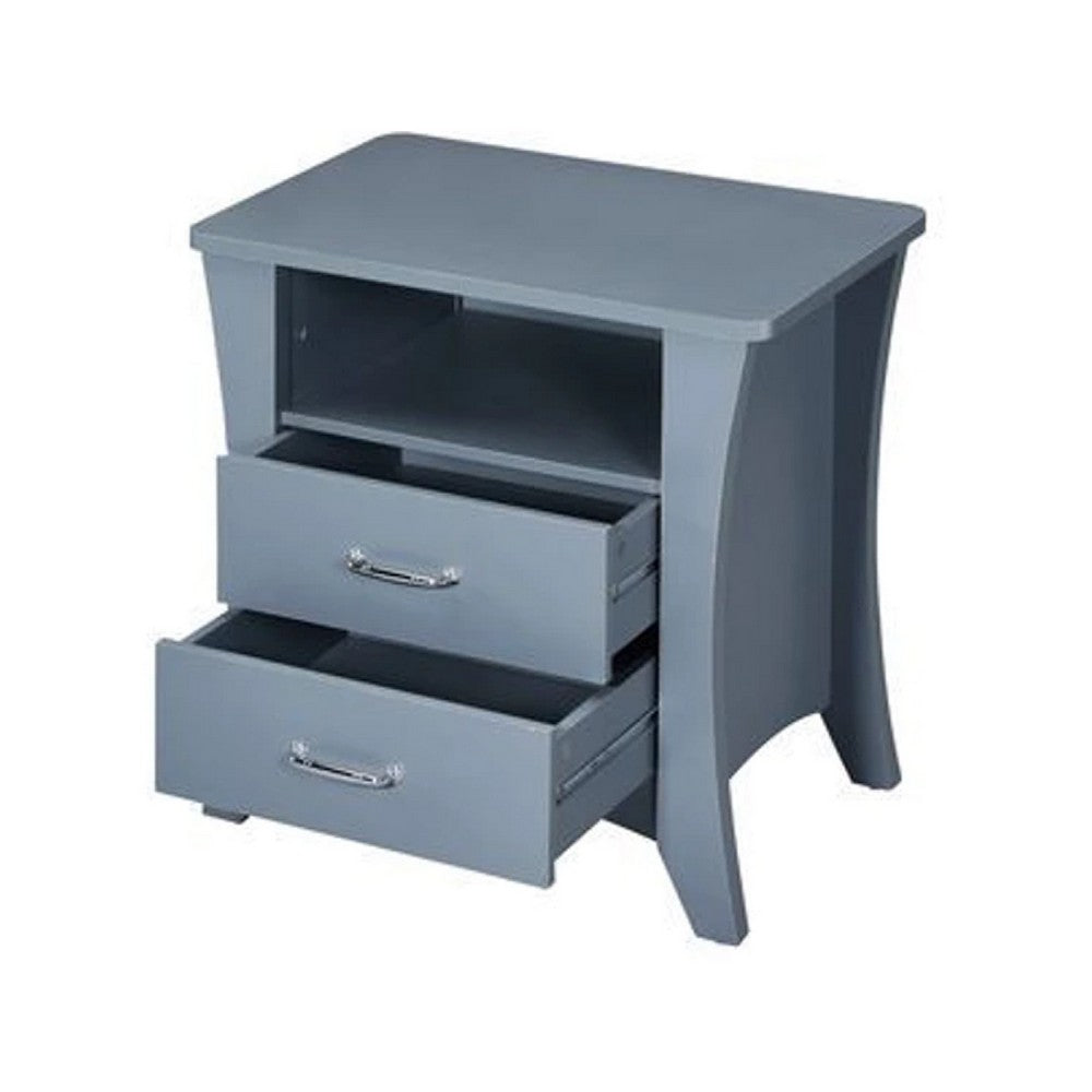 Benjara Accent Table with 2 Drawers And Open Compartment, Gray