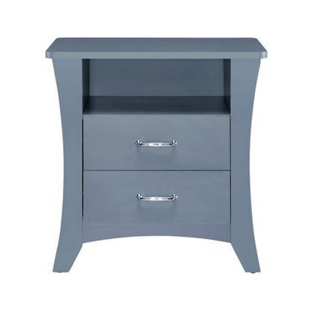 Benjara Accent Table with 2 Drawers And Open Compartment, Gray