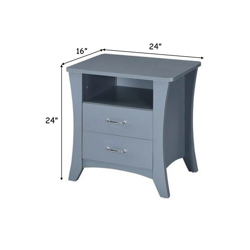 Benjara Accent Table with 2 Drawers And Open Compartment, Gray