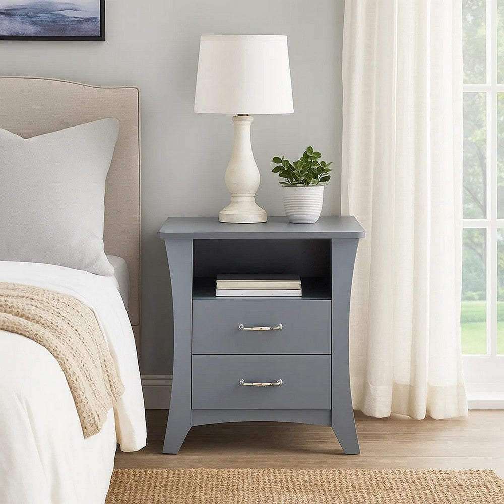 Benjara Accent Table with 2 Drawers And Open Compartment, Gray