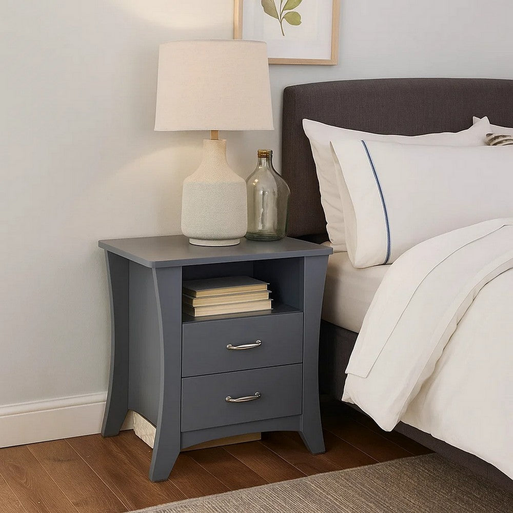 Benjara Accent Table with 2 Drawers And Open Compartment, Gray