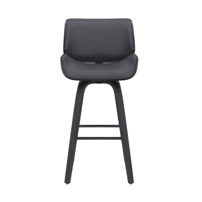 Benjara 30 Inch Bar Stool with Curved Padded Back And Seat, Gray