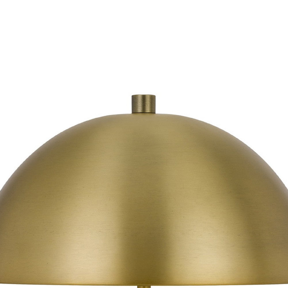 Benjara 20 Inch Metal Accent Table Lamp with Dome Shade, Brass