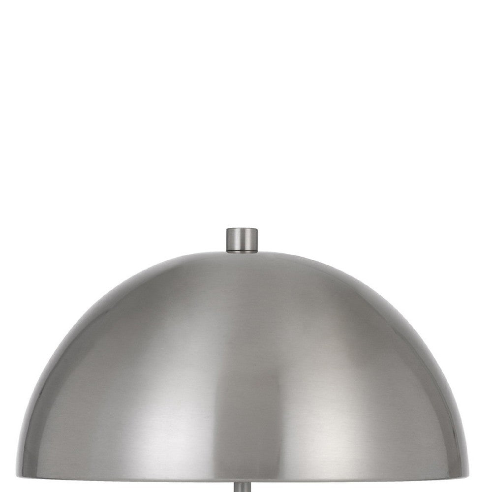 Benjara 20 Inch Metal Accent Table Lamp with Dome Shade, Silver