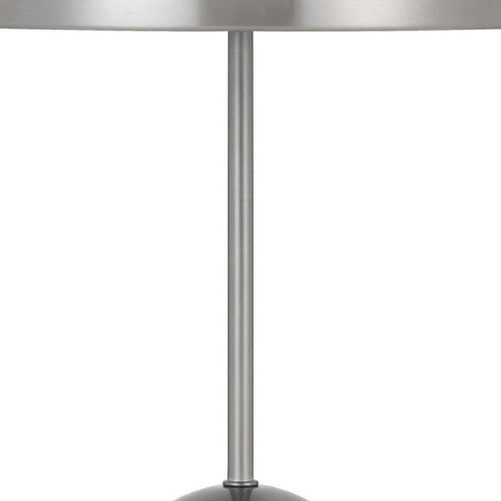 Benjara 20 Inch Metal Accent Table Lamp with Dome Shade, Silver