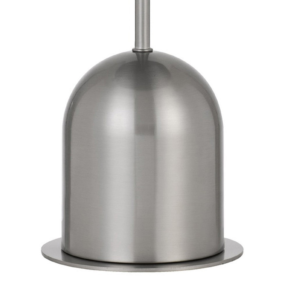 Benjara 20 Inch Metal Accent Table Lamp with Dome Shade, Silver