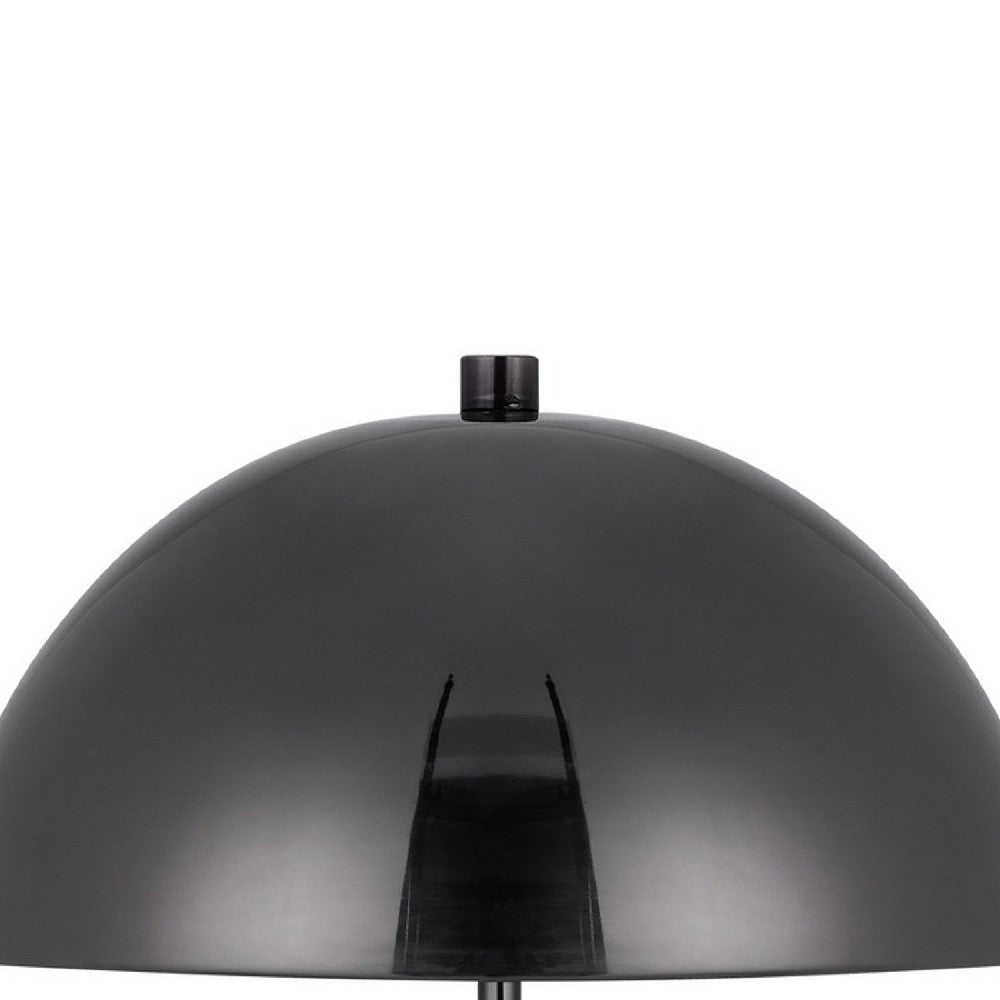 Benjara 20 Inch Metal Accent Table Lamp Dome Shade, Black