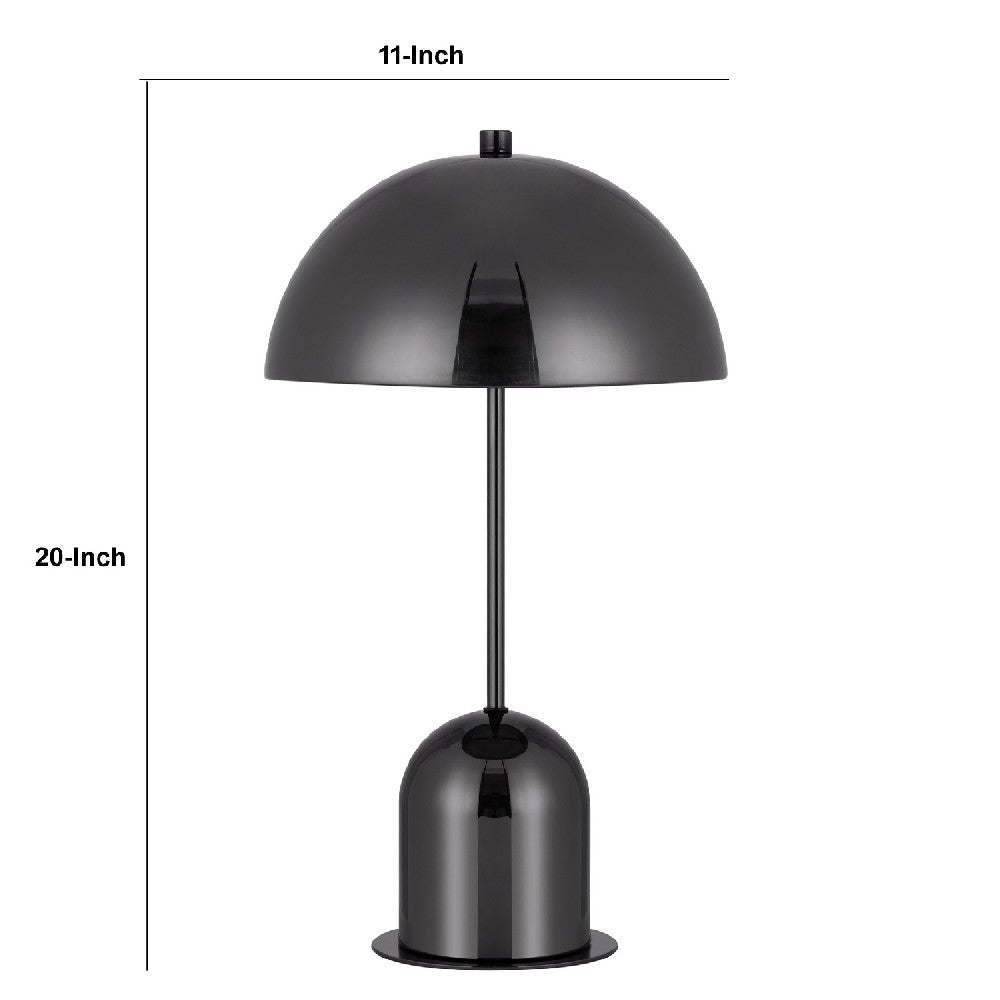 Benjara 20 Inch Metal Accent Table Lamp Dome Shade, Black
